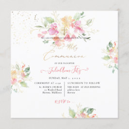 Invitación PixDezines Watercolor Sweetpeas Santa Comunión