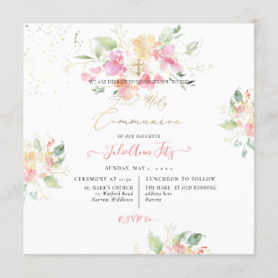 Invitación PixDezines Watercolor Sweetpeas Santa Comunión