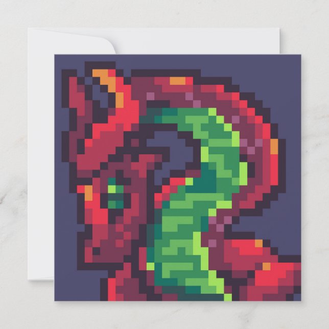 Invitación Pixelart, Pixel Art, dragon (Anverso)