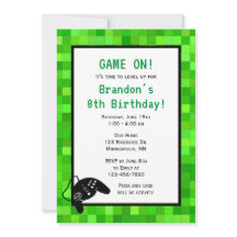 Píxeles de juego verde | Fiesta de cumpleaños del 