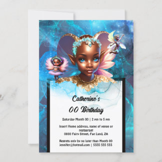 Invitación Pixie de hadas melanina princesa encantada muchach