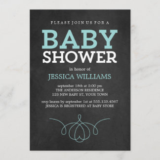 Invitación Pizarra azul Baby Shower del vintage