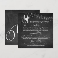 Pizarra con luces de cuerda, guion de información 