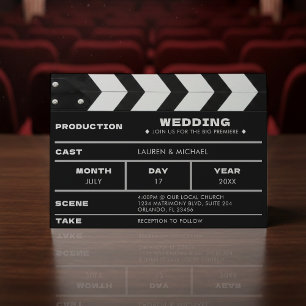 Invitación Pizarra de Aplaudir Boda Película de Cine