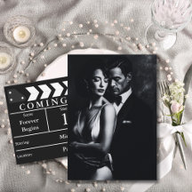Pizarra de Cine Elegante Ahorra la Fecha de Boda