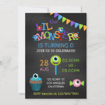 Pizarra de cumpleaños con foto de pequeño monstruo