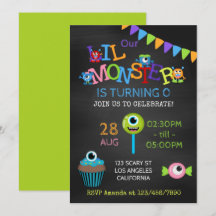 Pizarra de cumpleaños de pequeño monstruo para cua