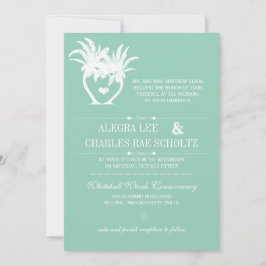 Invitación Pizarra de destino de palmeras verdes de Beach Jad