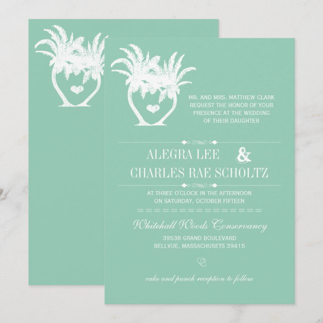 Invitación Pizarra de destino de palmeras verdes de Beach Jad (Anverso / Reverso)