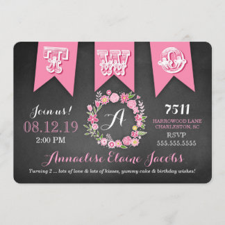 Invitación Pizarra de la bandera del cumpleaños del chica de