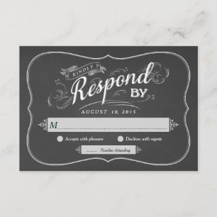 Invitación Pizarra de Letra Artística RSVP Respuesta de Boda