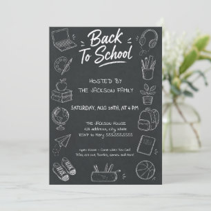 Invitación Pizarra de Regreso a Clases Dibujada a Mano