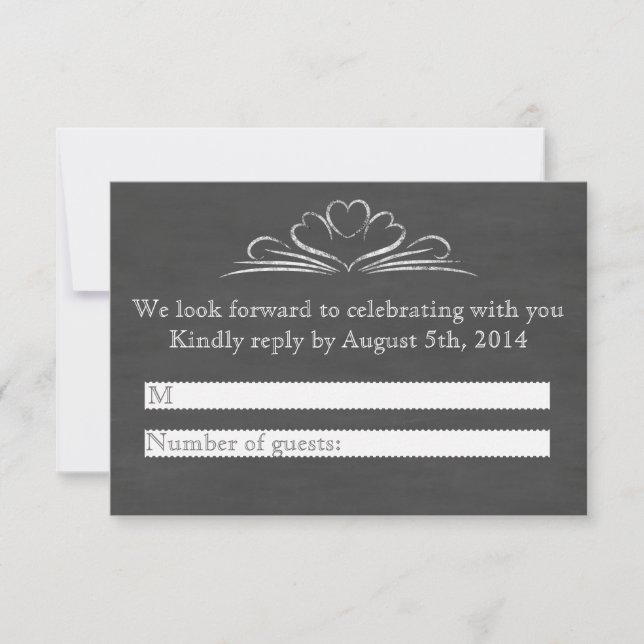 Invitación Pizarra de RSVP con bebida, comida y malos movimie (Anverso)