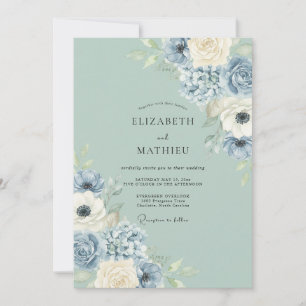 Invitación Pizarra Flor Romántico Boda