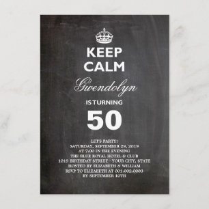 Invitación Pizarra Mantén la Calma Feliz Cumpleaños Divertido