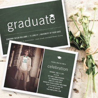 Invitación Pizarra Minimalista Foto Graduado Fiesta de Gradua