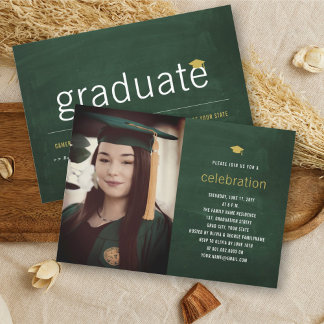 Invitación Pizarra Minimalista Foto Graduado Fiesta de Gradua