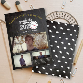 Invitación Pizarra Negra Clase de 2026 Graduación 3 Foto