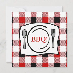 Invitación Pizarra negra roja de Gingham