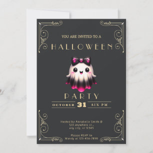 Invitación Pizarra Negra y Arco de Fantasma Calaveras Hallowe