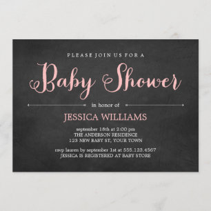 Invitación Pizarra rosada Baby Shower