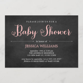 Invitación Pizarra rosada Baby Shower