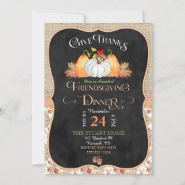 Invitación Pizarra Rústica Country Friendsgiving Arpillera