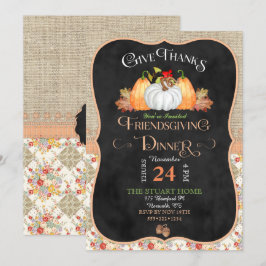 Invitación Pizarra Rústica Country Friendsgiving Arpillera