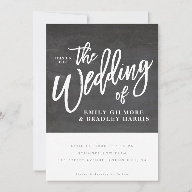 Invitación Pizarra rústica de la escritura (Anverso)