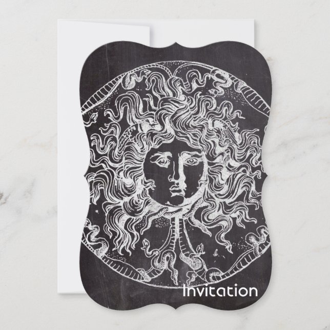 Invitación pizarra vintage mitología griega Gorgon medusa (Anverso)