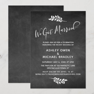 Invitación Pizarra y Botánica Nuestra Recepción de Boda