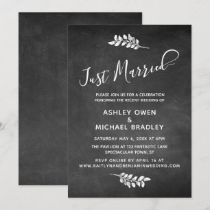 Invitación Pizarra y Botánica Recepción de recién casados