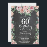 Invitación Pizarras de Cumpleaños 60 de Peonías Rosadas Flora<br><div class="desc">Invitación de Pizarra de Cumpleaños 60 de Peonías Rosadas Florales para Mujeres. Floral Acuarela. Elegantes Flores de Rosa y Peonía Rosadas. Cumpleaños de Adultos. Fondo de Pizarra. Negro y Blanco. 13 15 16 18 20 21 30 40 50 60 70 80 90 100, Cualquier Edad. Para una mayor personalización, haga...</div>