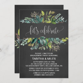 Invitación Pizarrón Follaje Celebremos Fiesta de Compromiso