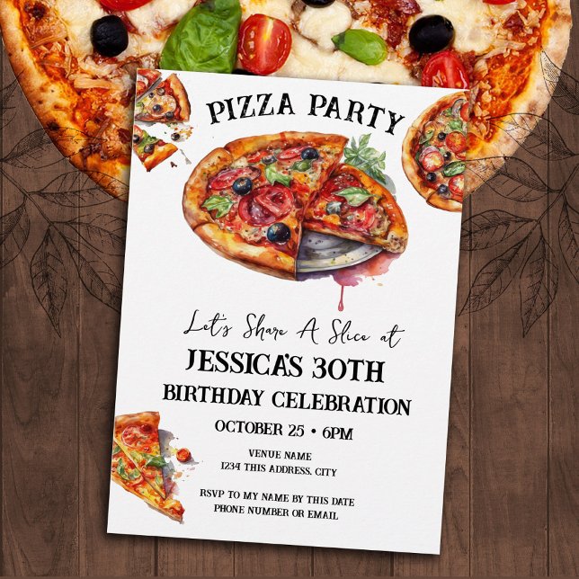 Invitación Pizza 40.º Fiesta de cumpleaños (Subido por el creador)
