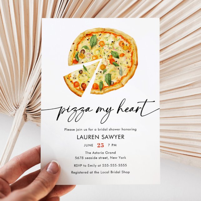 Invitación Pizza acuarela Mi Corazón Ducha Bridal Italiana (Subido por el creador)