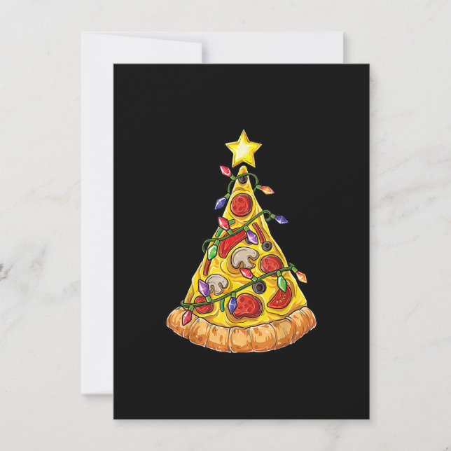 Invitación Pizza Árbol de Navidad Enciende Navidad Niños Crus (Anverso)