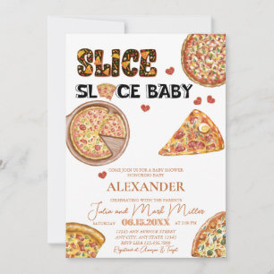 Invitación Pizza   Baby Shower neutro en género