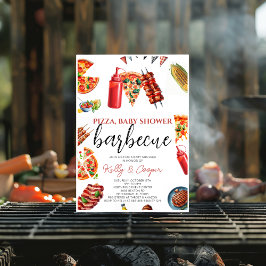 Invitación pizza bbq sauce bebé ducha