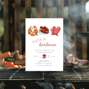 Invitación pizza bbq sauce bebé ducha