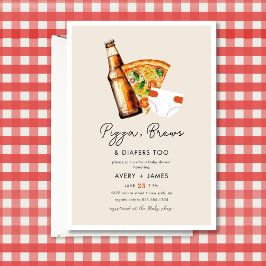 Invitación Pizza & Beer Diapers Parejas Casuales Baby Shower