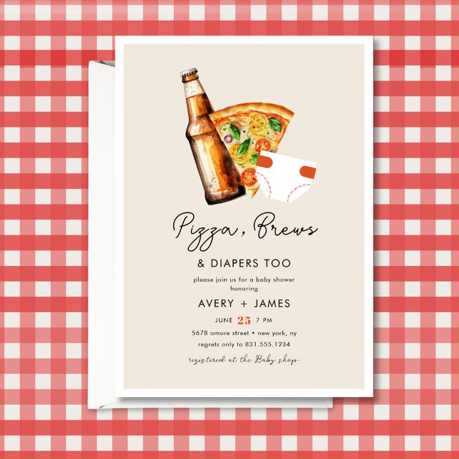 Invitación Pizza & Beer Diapers Parejas Casuales Baby Shower (Subido por el creador)