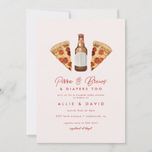 Invitación Pizza & Beer Diapers Parejas Casuales Baby Shower