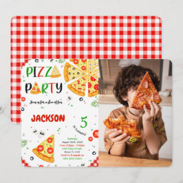 Invitación Pizza Birthday Foto invitada