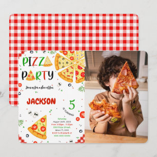 Invitación Pizza Birthday Foto invitada