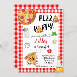 Invitación Pizza Birthday Invitation, Pizza Invitation