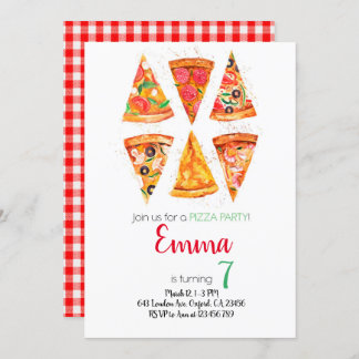 Invitación Pizza Birthday Invitation, Pizza Invitation