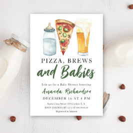 Invitación Pizza, breas y bebés - Baby Shower