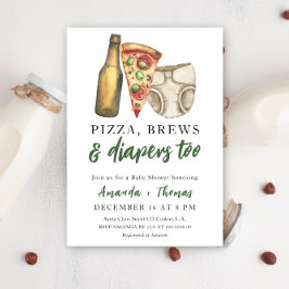 Invitación Pizza, breas y pañales también - Baby Shower