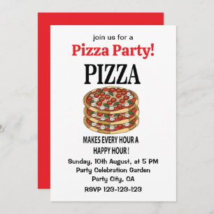 Invitación Pizza Cada Hora Una Hora Feliz Pizza